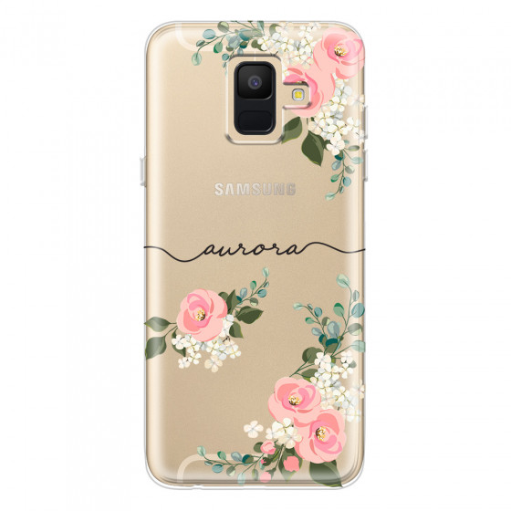 SAMSUNG - Galaxy A6 - Soft Clear Case - Pink Floral Handwritten