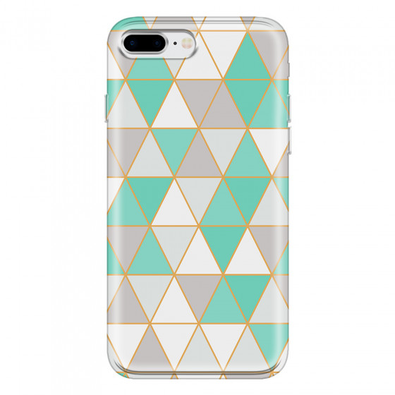 APPLE - iPhone 8 Plus - Soft Clear Case - Green Triangle Pattern