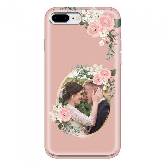 APPLE - iPhone 8 Plus - Soft Clear Case - Pink Floral Mirror Photo
