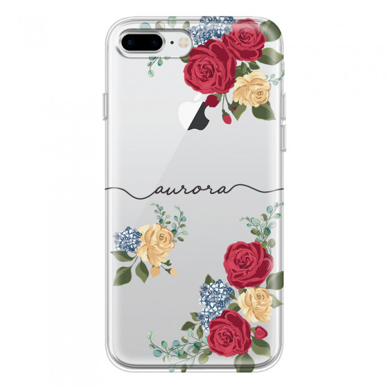 APPLE - iPhone 8 Plus - Soft Clear Case - Red Floral Handwritten