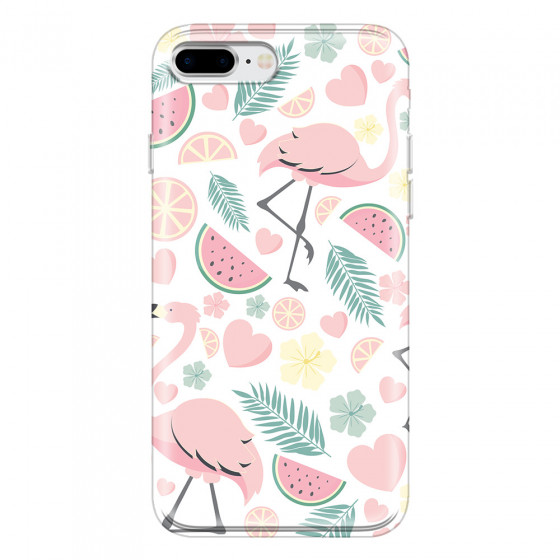 APPLE - iPhone 8 Plus - Soft Clear Case - Tropical Flamingo III