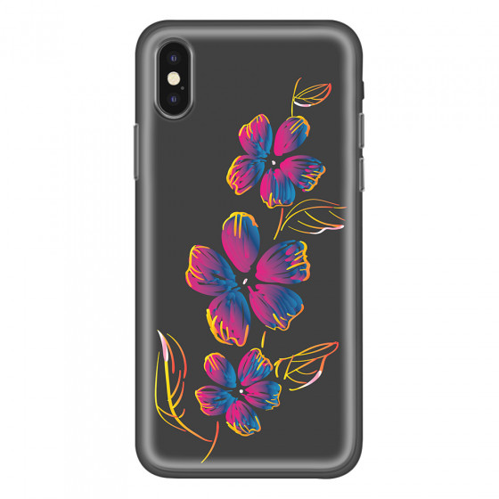APPLE - iPhone XS - Soft Clear Case - Spring Flowers In The Dark
