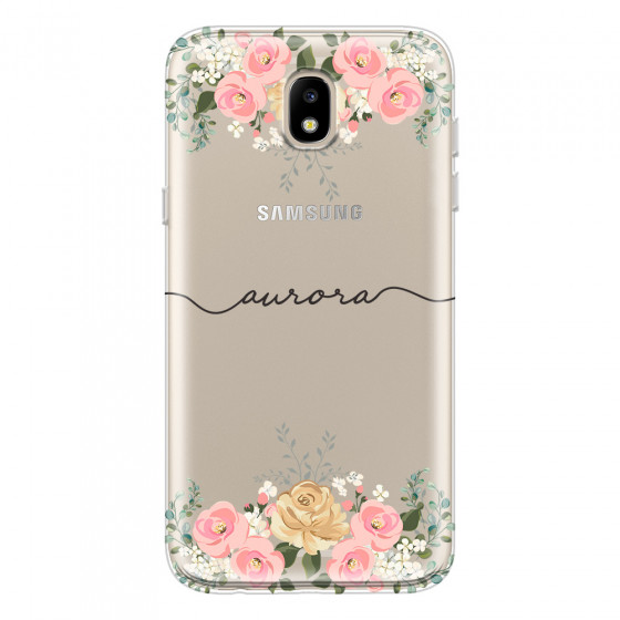 SAMSUNG - Galaxy J3 2017 - Soft Clear Case - Dark Gold Floral Handwritten