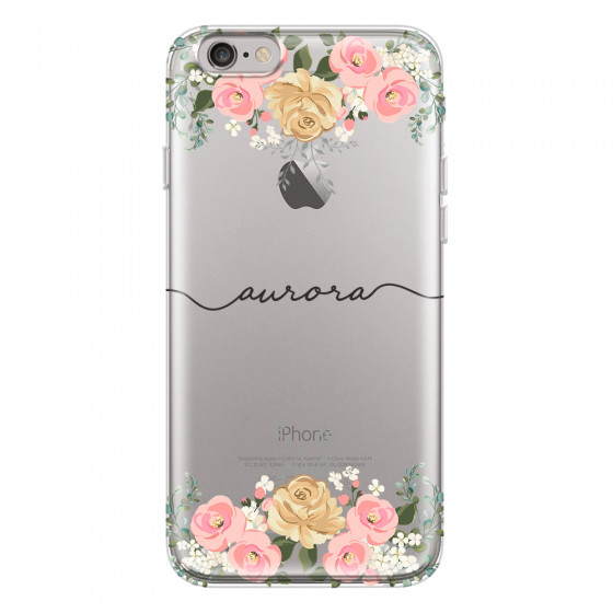 APPLE - iPhone 6S - Soft Clear Case - Dark Gold Floral Handwritten