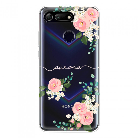 HONOR - Honor View 20 - Soft Clear Case - Light Pink Floral Handwritten