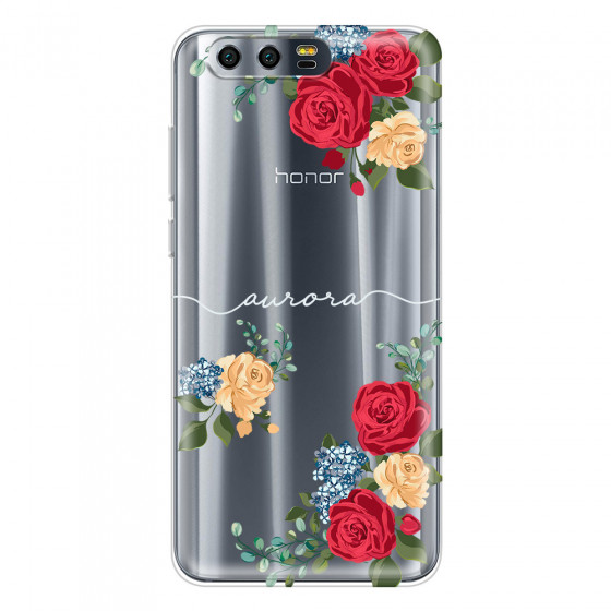 HONOR - Honor 9 - Soft Clear Case - Light Red Floral Handwritten