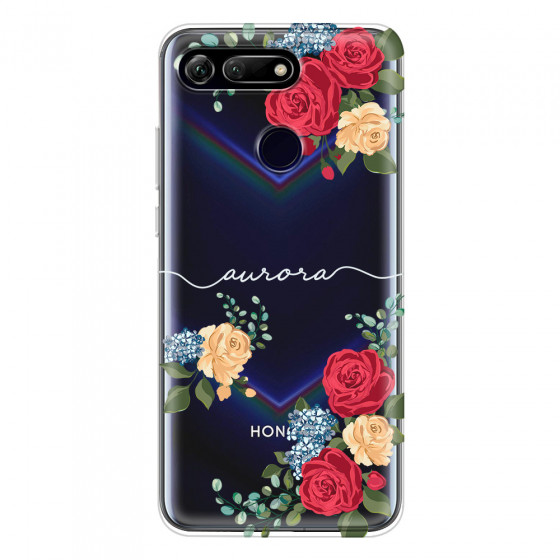 HONOR - Honor View 20 - Soft Clear Case - Light Red Floral Handwritten