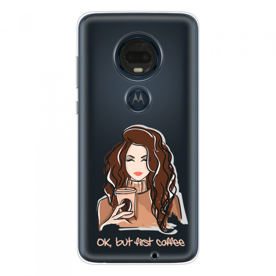 MOTOROLA by LENOVO - Moto G7 Plus - Soft Clear Case - But First Coffee Light