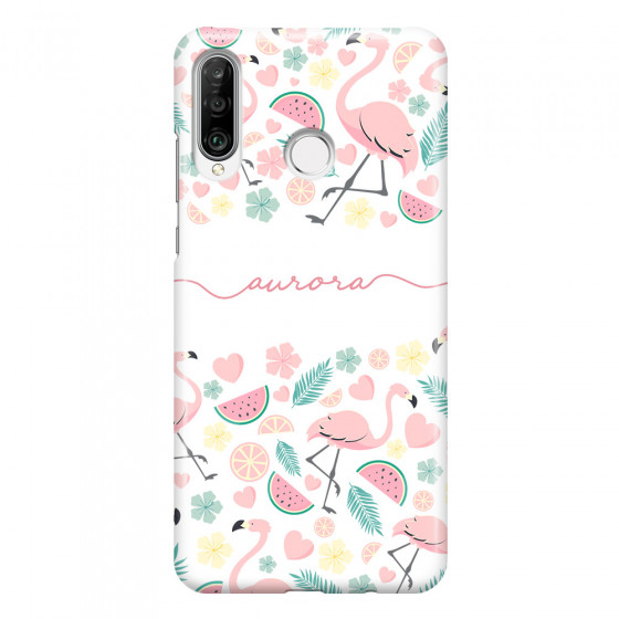 HUAWEI - P30 Lite - 3D Snap Case - Clear Flamingo Handwritten