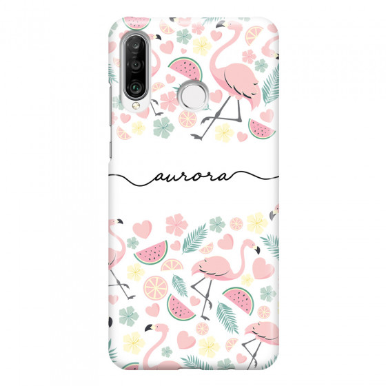 HUAWEI - P30 Lite - 3D Snap Case - Monogram Flamingo Pattern III