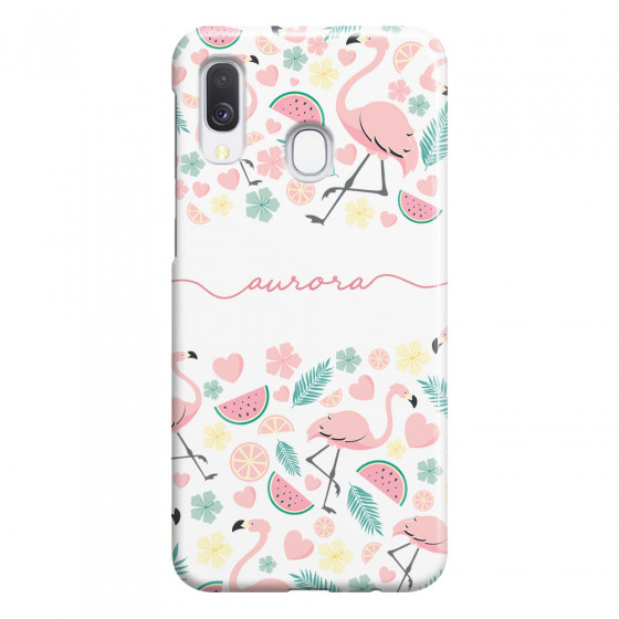 SAMSUNG - Galaxy A40 - 3D Snap Case - Clear Flamingo Handwritten