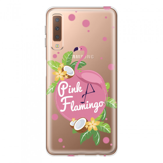 SAMSUNG - Galaxy A7 2018 - Soft Clear Case - Pink Flamingo