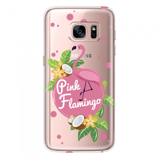 SAMSUNG - Galaxy S7 - Soft Clear Case - Pink Flamingo