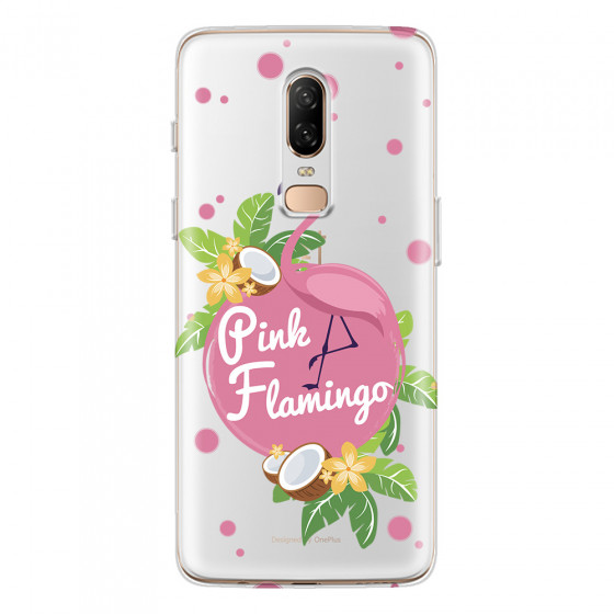 ONEPLUS - OnePlus 6 - Soft Clear Case - Pink Flamingo