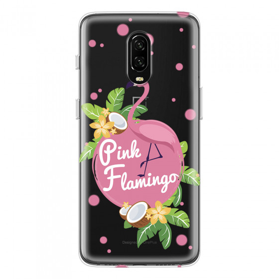 ONEPLUS - OnePlus 6T - Soft Clear Case - Pink Flamingo