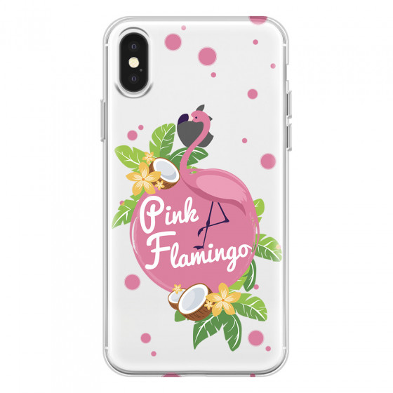 APPLE - iPhone X - Soft Clear Case - Pink Flamingo