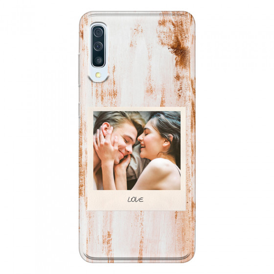SAMSUNG - Galaxy A50 - Soft Clear Case - Wooden Polaroid