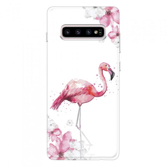 SAMSUNG - Galaxy S10 - Soft Clear Case - Pink Tropes