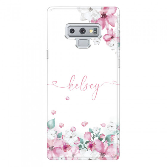 SAMSUNG - Galaxy Note 9 - Soft Clear Case - Watercolor Flowers Handwritten