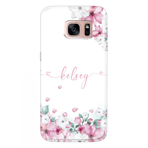 SAMSUNG - Galaxy S7 - Soft Clear Case - Watercolor Flowers Handwritten