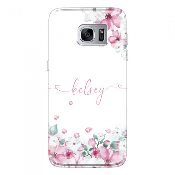 SAMSUNG - Galaxy S7 Edge - Soft Clear Case - Watercolor Flowers Handwritten