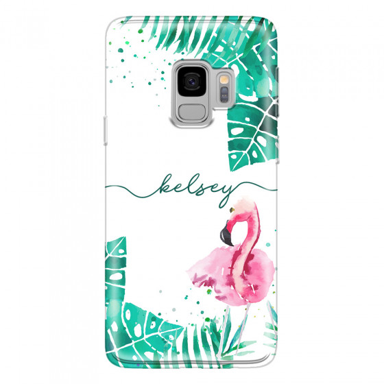 SAMSUNG - Galaxy S9 - Soft Clear Case - Flamingo Watercolor