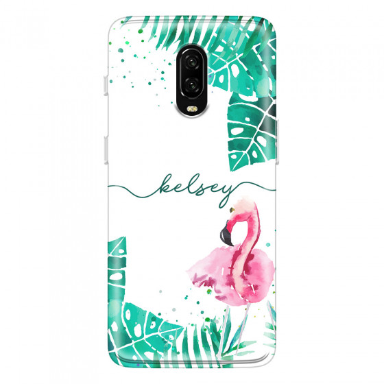 ONEPLUS - OnePlus 6T - Soft Clear Case - Flamingo Watercolor