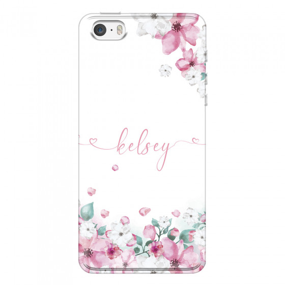 APPLE - iPhone 5S - Soft Clear Case - Watercolor Flowers Handwritten