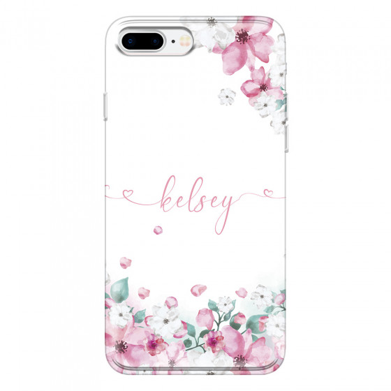 APPLE - iPhone 7 Plus - Soft Clear Case - Watercolor Flowers Handwritten