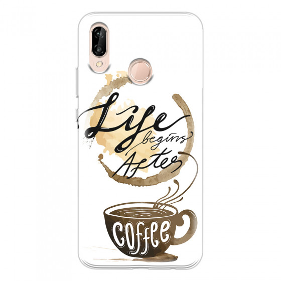 HUAWEI - P20 Lite - Soft Clear Case - Life begins after coffee