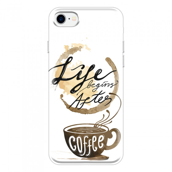 APPLE - iPhone 7 - Soft Clear Case - Life begins after coffee