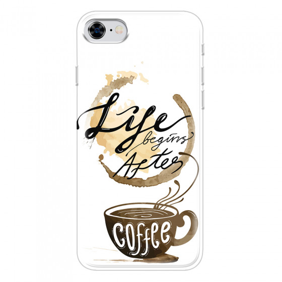 APPLE - iPhone 8 - Soft Clear Case - Life begins after coffee