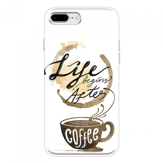 APPLE - iPhone 8 Plus - Soft Clear Case - Life begins after coffee
