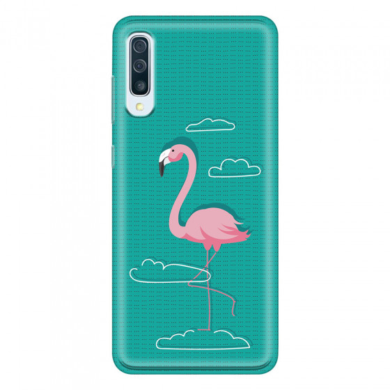 SAMSUNG - Galaxy A70 - Soft Clear Case - Cartoon Flamingo