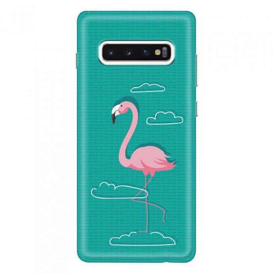 SAMSUNG - Galaxy S10 Plus - Soft Clear Case - Cartoon Flamingo