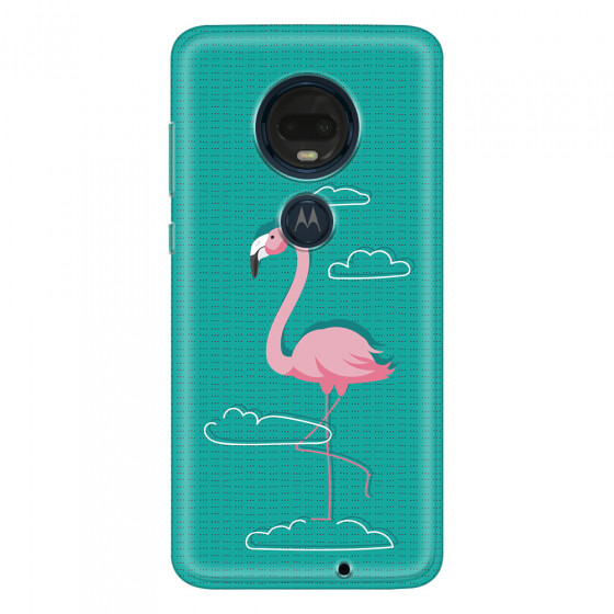 MOTOROLA by LENOVO - Moto G7 Plus - Soft Clear Case - Cartoon Flamingo