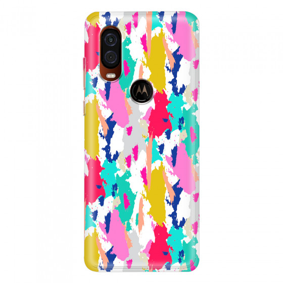 MOTOROLA by LENOVO - Moto One Vision - Soft Clear Case - Paint Strokes