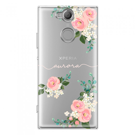 SONY - Sony XA2 - Soft Clear Case - Light Pink Floral Handwritten