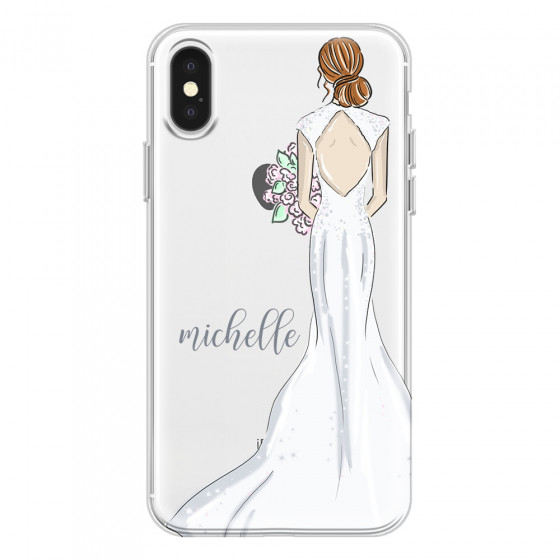 APPLE - iPhone X - Soft Clear Case - Bride To Be Redhead Dark