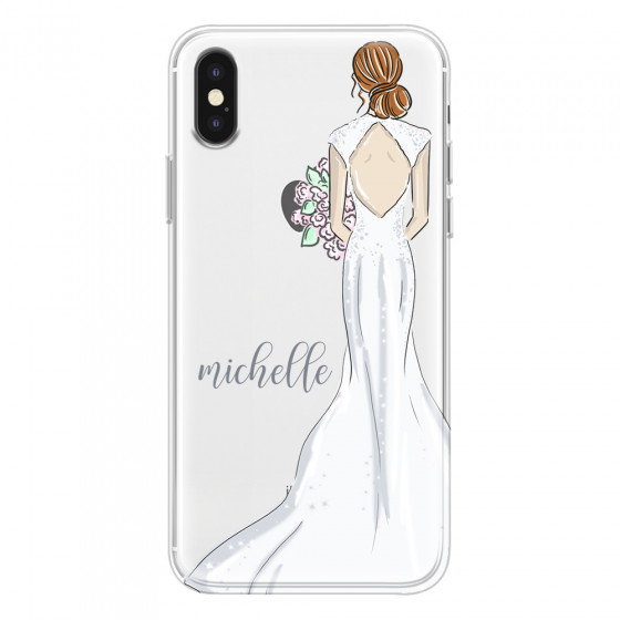 APPLE - iPhone XS - Soft Clear Case - Bride To Be Redhead Dark