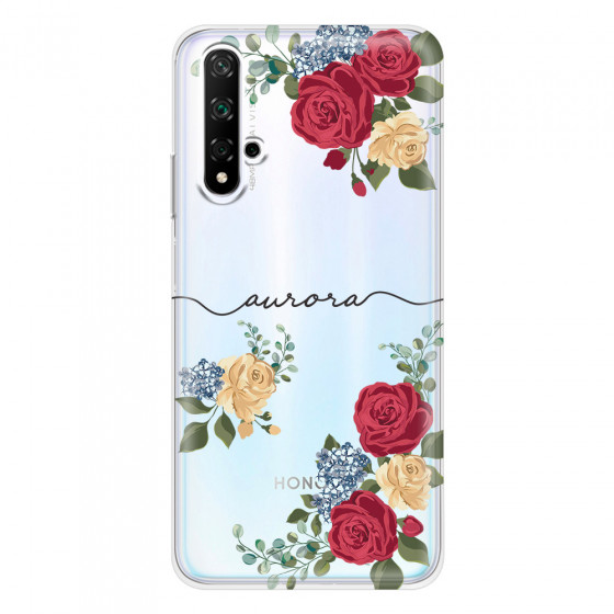 HONOR - Honor 20 - Soft Clear Case - Red Floral Handwritten