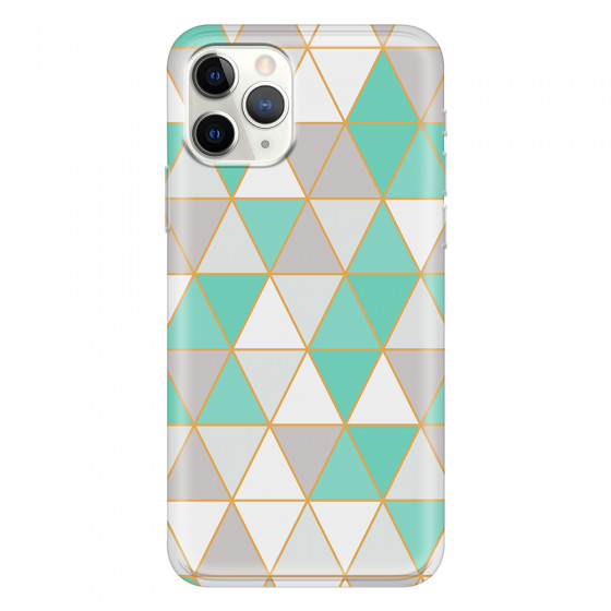 APPLE - iPhone 11 Pro - Soft Clear Case - Green Triangle Pattern