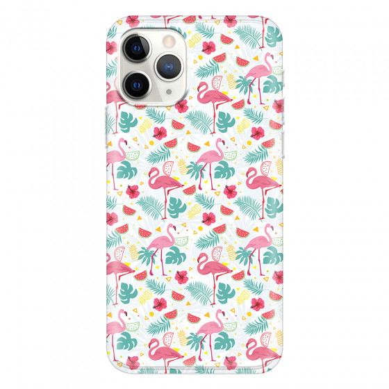 APPLE - iPhone 11 Pro Max - Soft Clear Case - Tropical Flamingo II