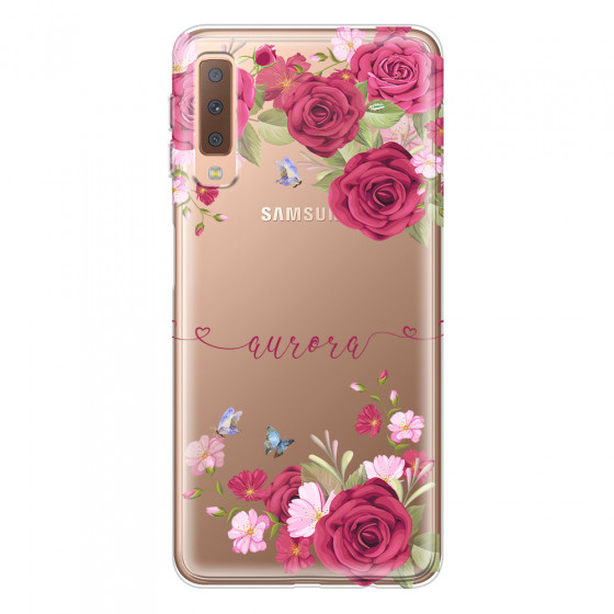 SAMSUNG - Galaxy A7 2018 - Soft Clear Case - Rose Garden with Monogram
