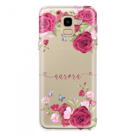 SAMSUNG - Galaxy J6 2018 - Soft Clear Case - Rose Garden with Monogram