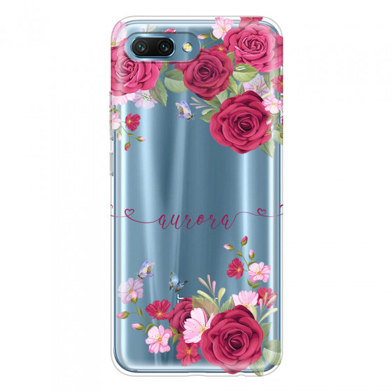 HONOR - Honor 10 - Soft Clear Case - Rose Garden with Monogram