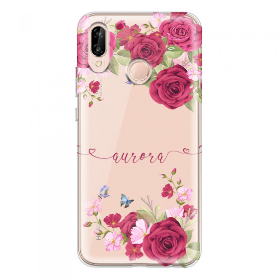 HUAWEI - P20 Lite - Soft Clear Case - Rose Garden with Monogram