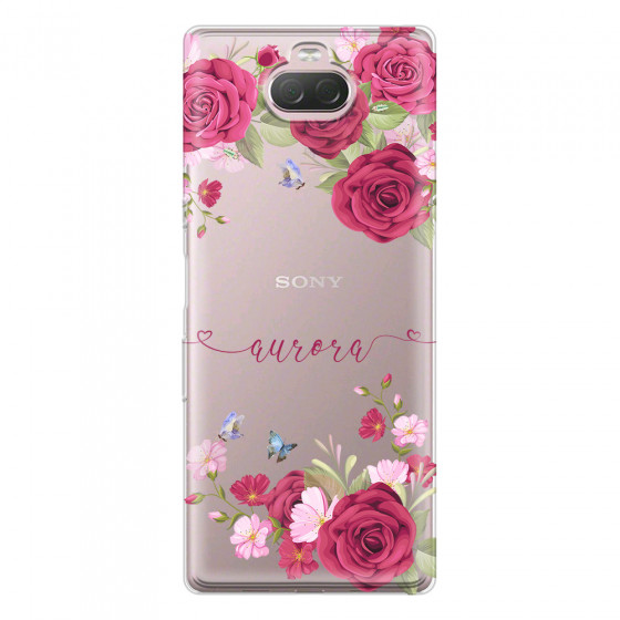 SONY - Sony 10 Plus - Soft Clear Case - Rose Garden with Monogram