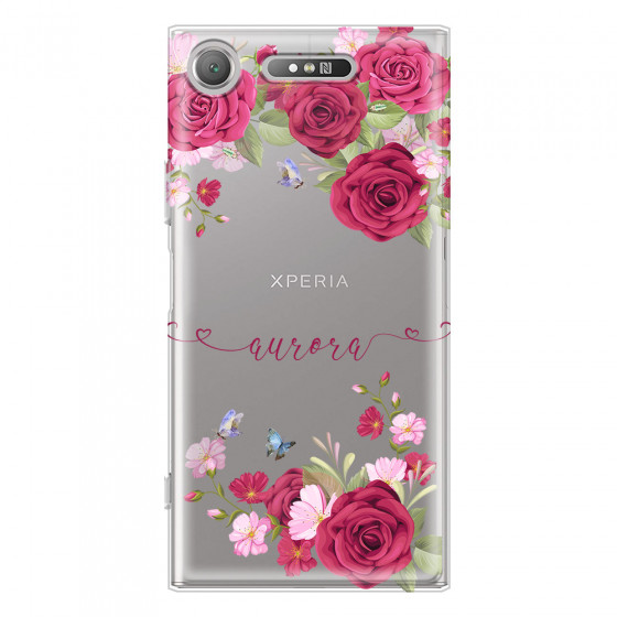 SONY - Sony XZ1 - Soft Clear Case - Rose Garden with Monogram