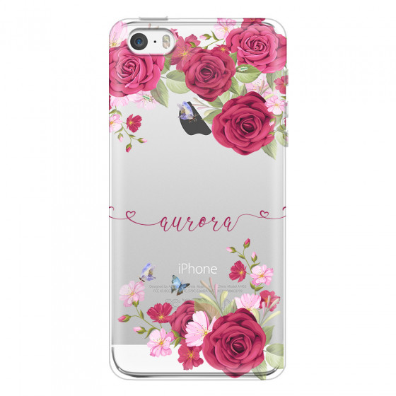 APPLE - iPhone 5S/SE - Soft Clear Case - Rose Garden with Monogram